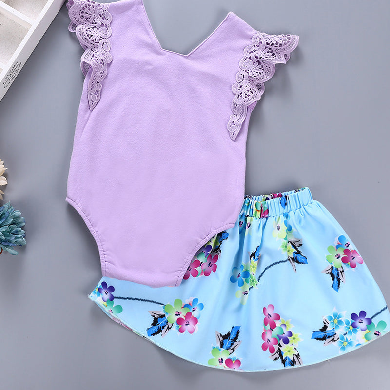 Traje de Dos Piezas para Bebé — Algodón 90% con Falda