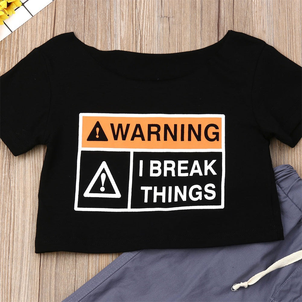 KID'S OUTFIT WITH LETTER PRINT