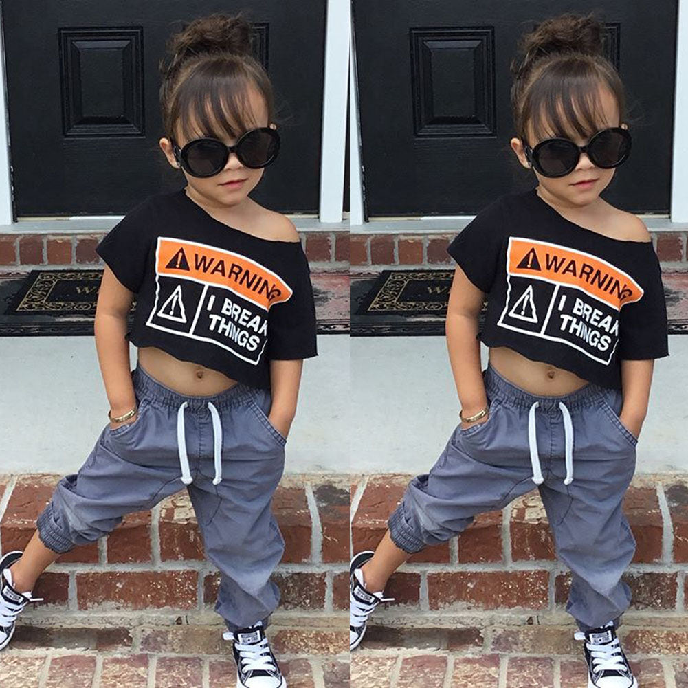 KID'S OUTFIT WITH LETTER PRINT