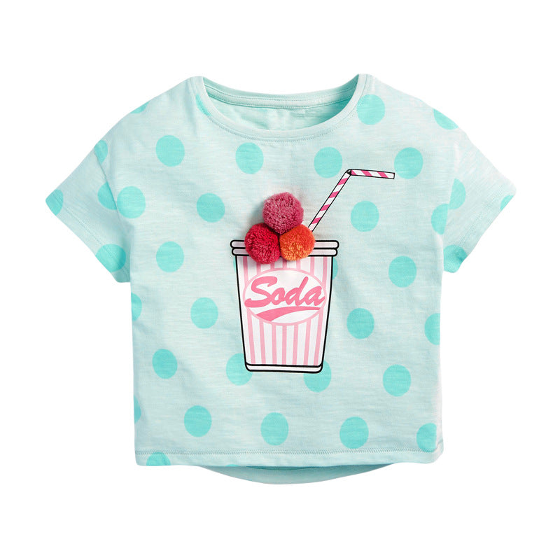 Camiseta Manga Corta Algodón 100% para Niñas — Cuello Redondo