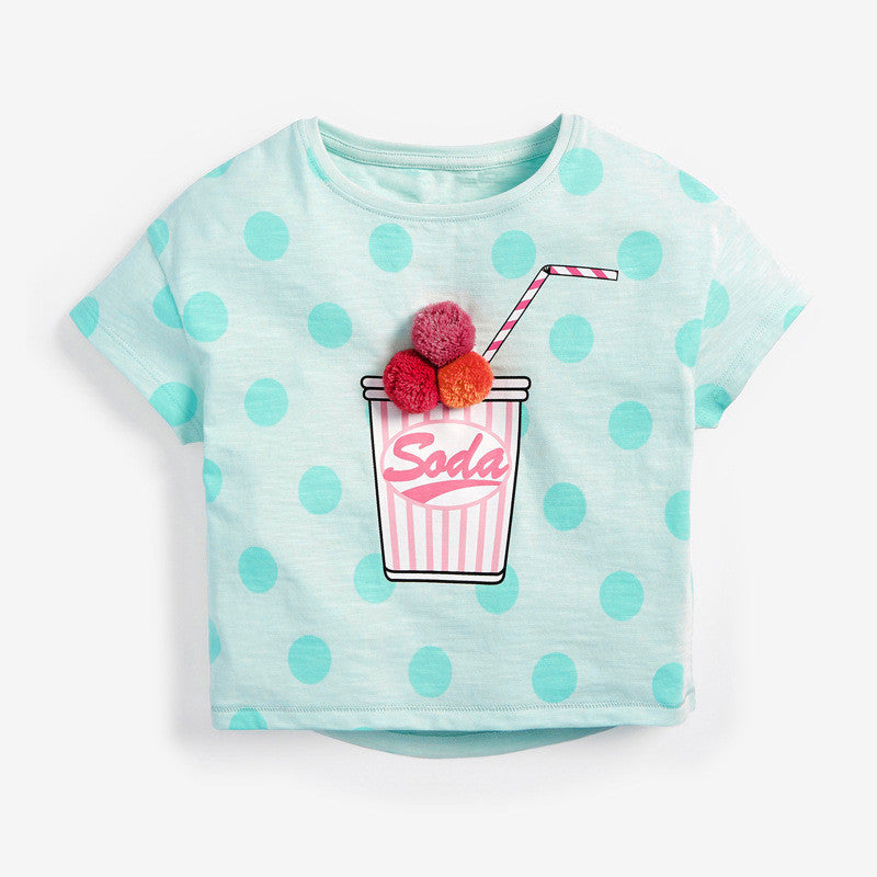 Camiseta Manga Corta Algodón 100% para Niñas — Cuello Redondo
