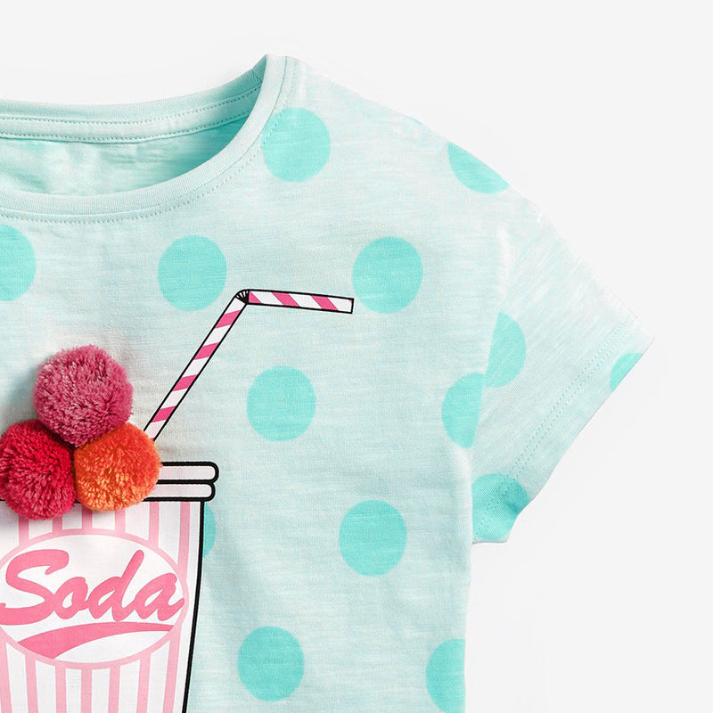 Camiseta Manga Corta Algodón 100% para Niñas — Cuello Redondo