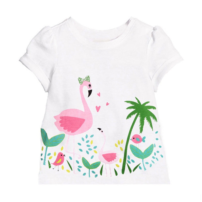 Camiseta Manga Corta Algodón 100% para Niña — Estampado Cartoon Clase A