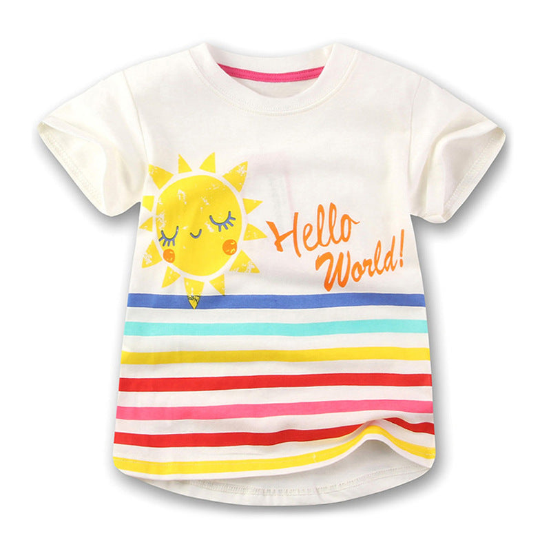 Camiseta Manga Corta Algodón 100% para Niña — Estampado Cartoon Clase A