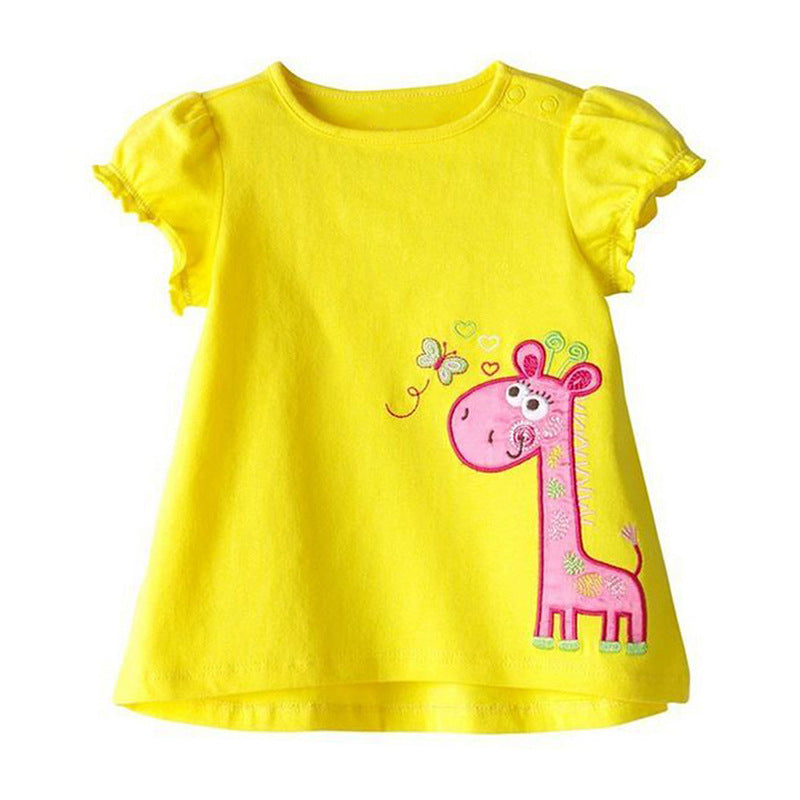 Camiseta Manga Corta Algodón 100% para Niña — Estampado Cartoon Clase A