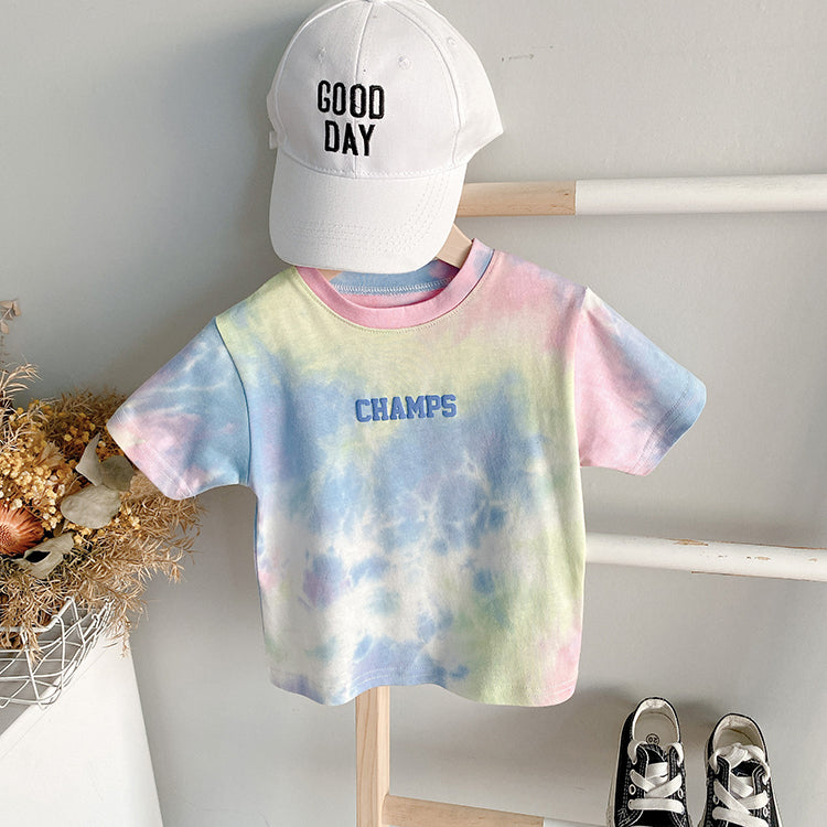 Camiseta Manga Corta Bebé con Estampado Tie-Dye