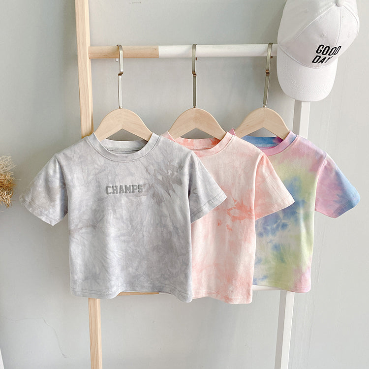Camiseta Manga Corta Bebé con Estampado Tie-Dye