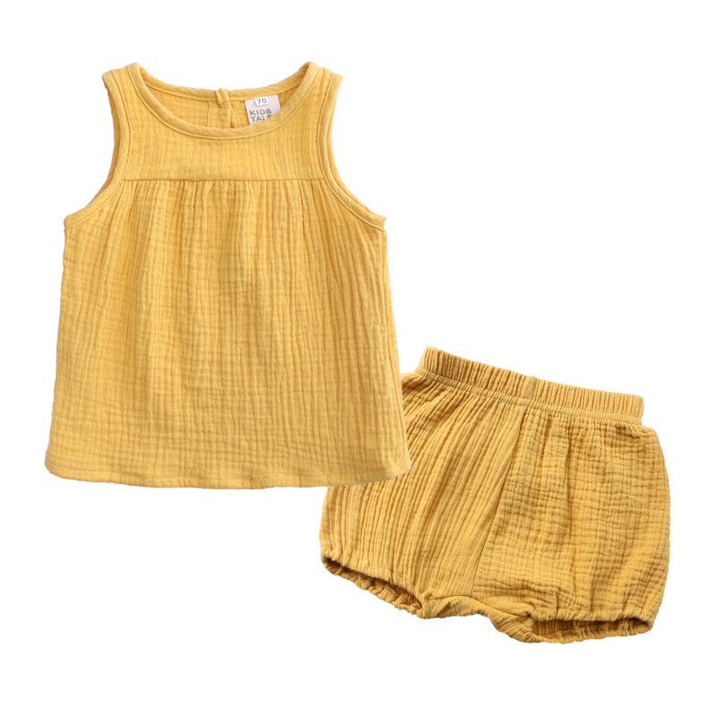 Traje de Verano de Algodón y Lino para Niñas — 2 Piezas Estilo Coreano