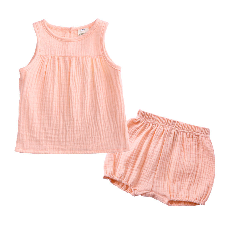 Traje de Verano de Algodón y Lino para Niñas — 2 Piezas Estilo Coreano