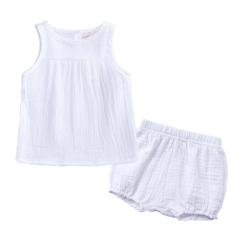 Traje de Verano de Algodón y Lino para Niñas — 2 Piezas Estilo Coreano