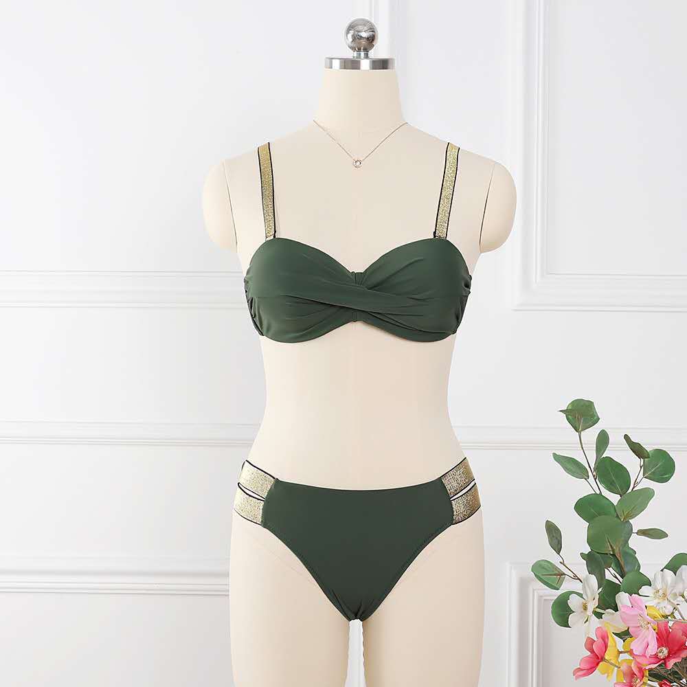 Traje de baño con volantes de Color sólido para mujer