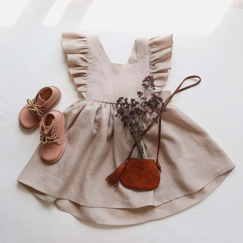 Vestido de Tirantes Algodón y Lino para Niña — Silueta A