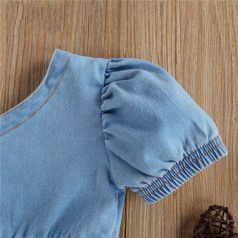 Conjunto Peto Vaquero para Niña Dos Piezas 2-6 Años