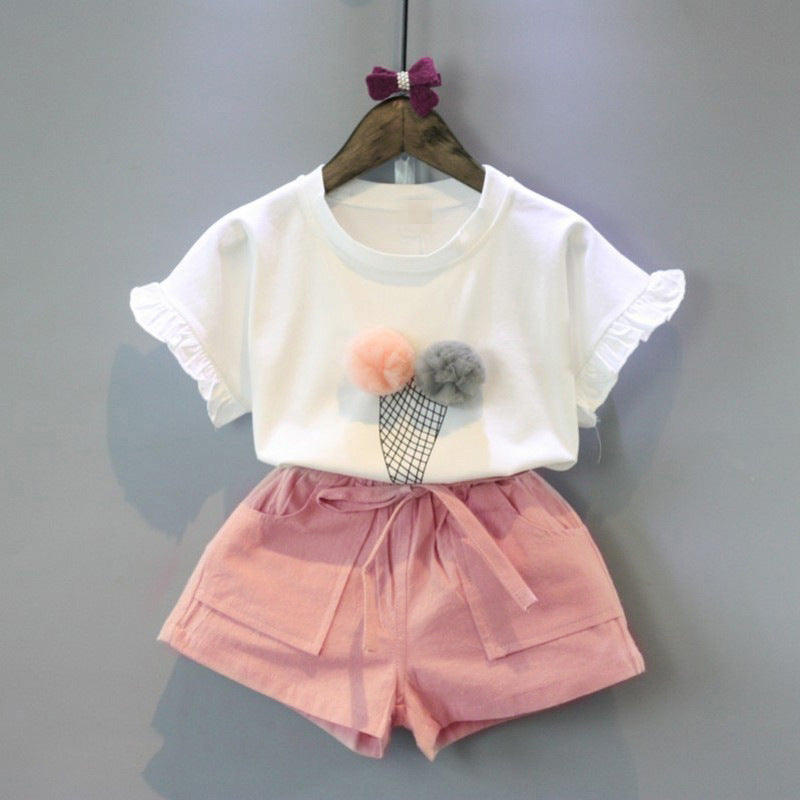 Conjunto de Dos Piezas para Niñas — Algodón 60% Estilo Coreano Verano