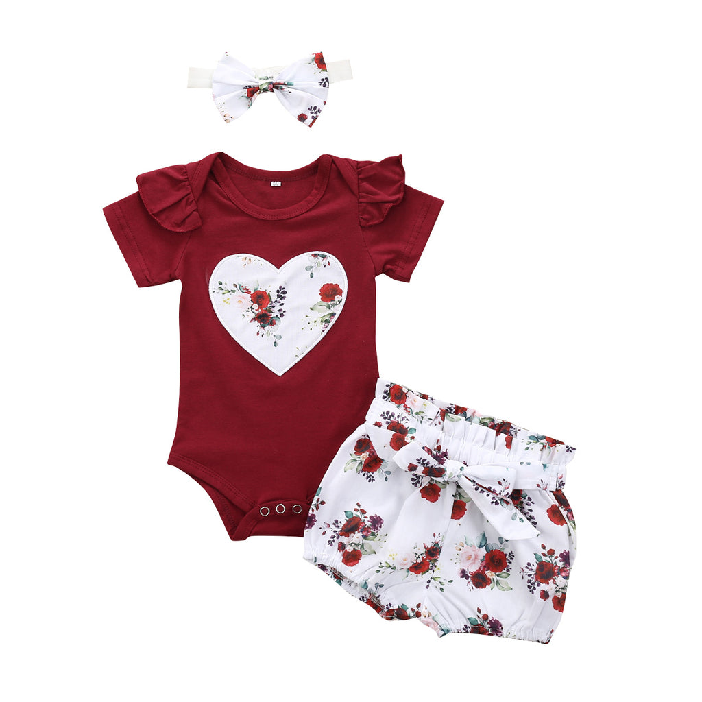 Conjunto de 3 Piezas para Niña — Algodón Estampado Floral Bebé