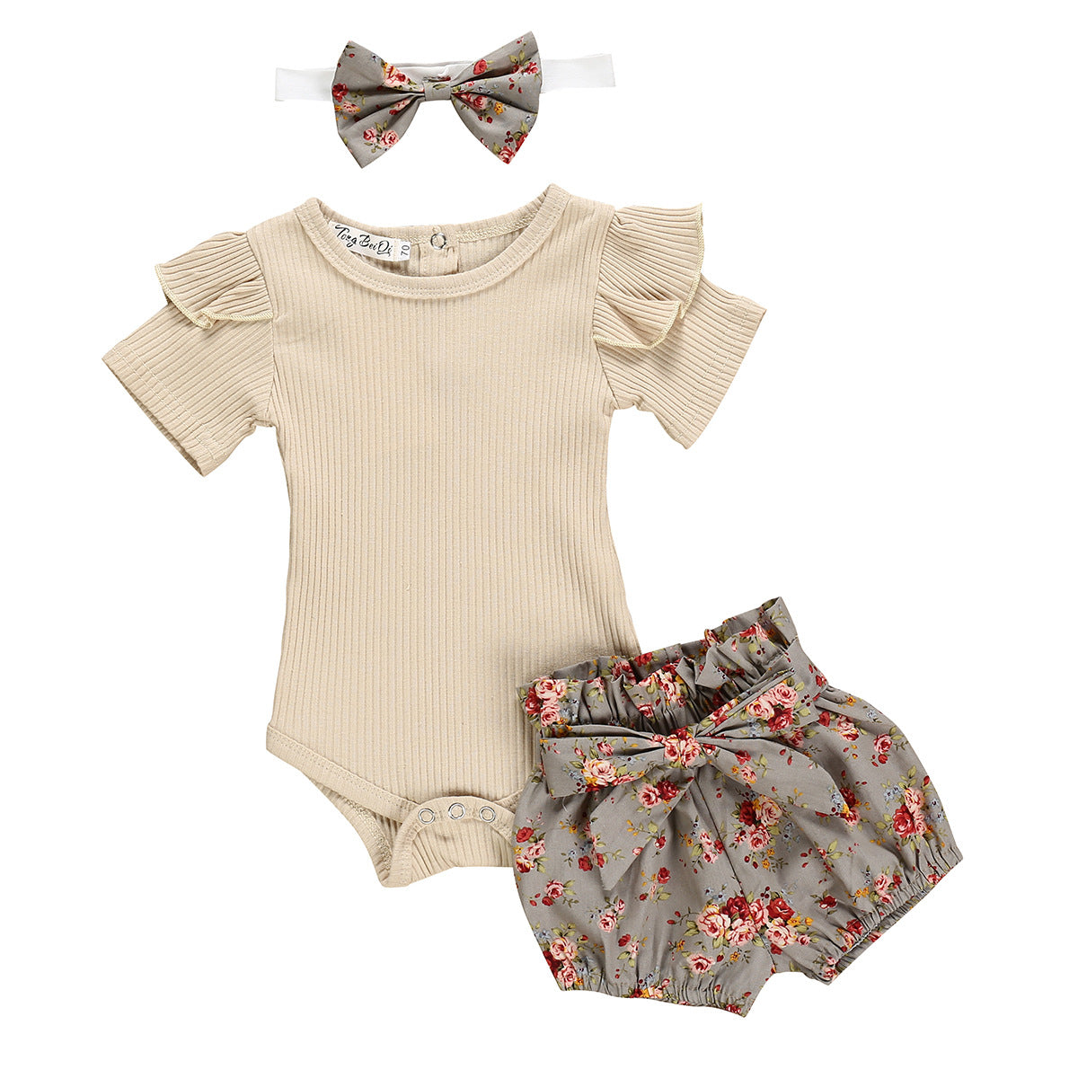 Conjunto de 3 Piezas para Niña — Algodón Estampado Floral Bebé