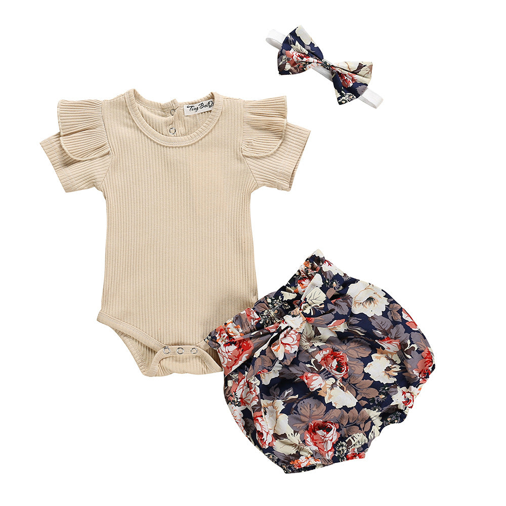 Conjunto de 3 Piezas para Niña — Algodón Estampado Floral Bebé