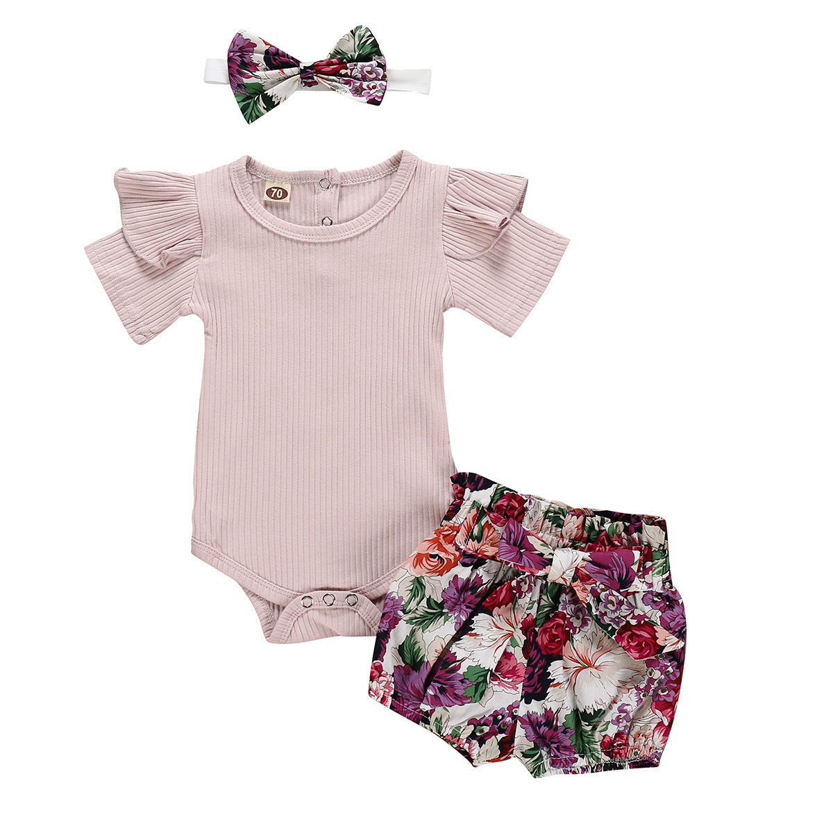 Conjunto de 3 Piezas para Niña — Algodón Estampado Floral Bebé