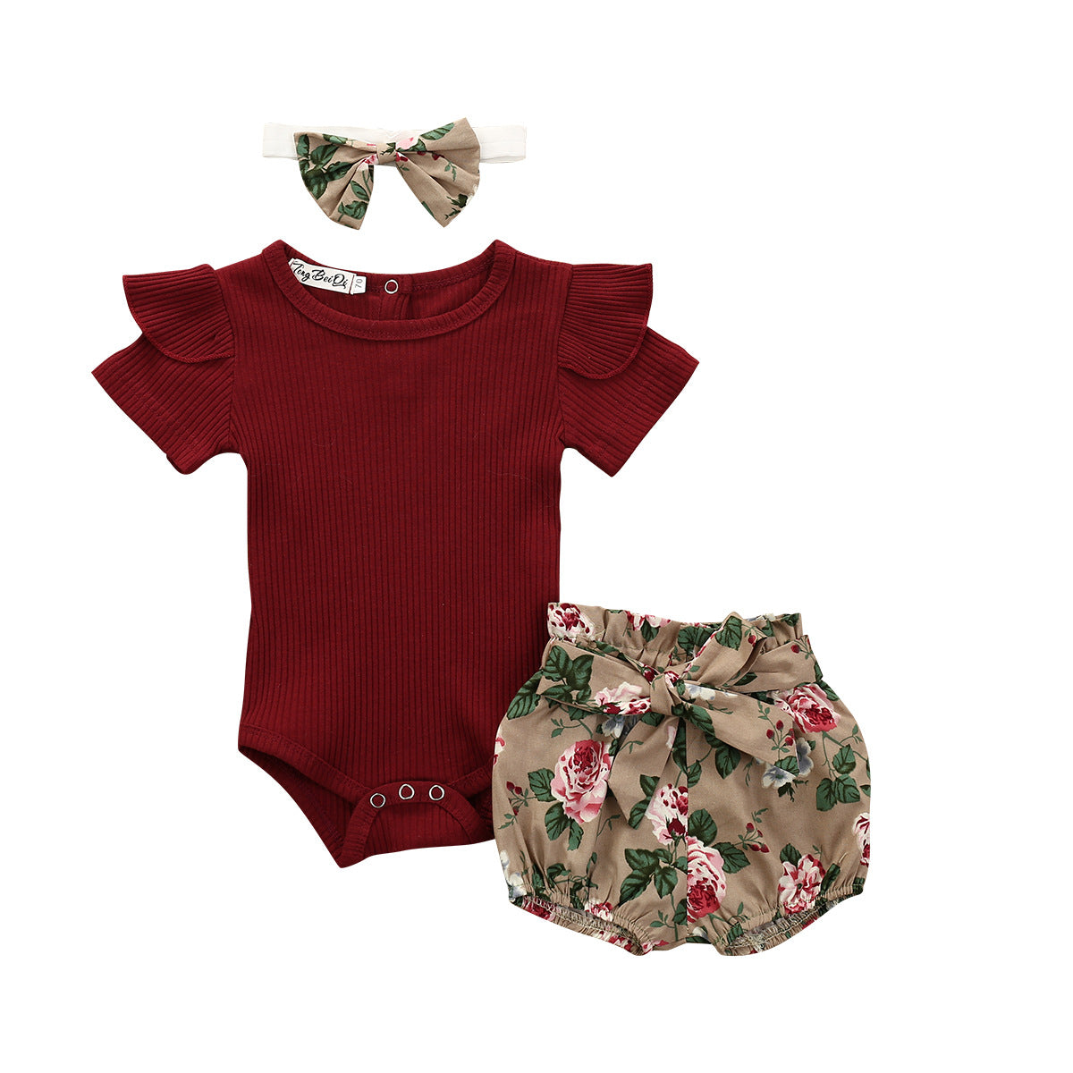Conjunto de 3 Piezas para Niña — Algodón Estampado Floral Bebé