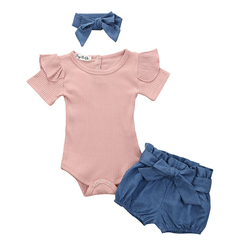 Conjunto de 3 Piezas para Niña — Algodón Estampado Floral Bebé