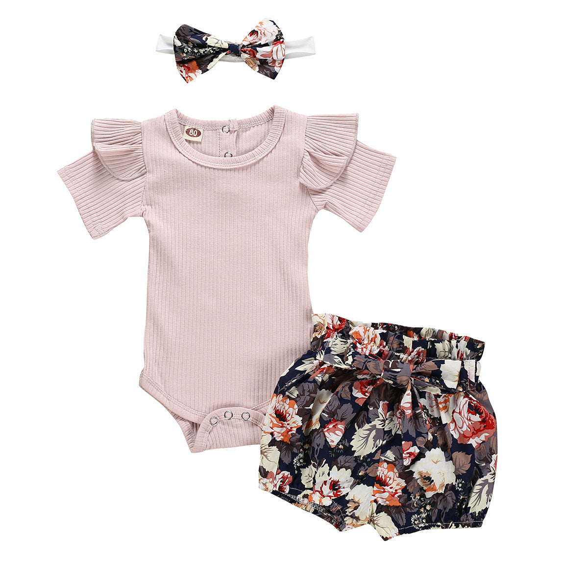 Conjunto de 3 Piezas para Niña — Algodón Estampado Floral Bebé