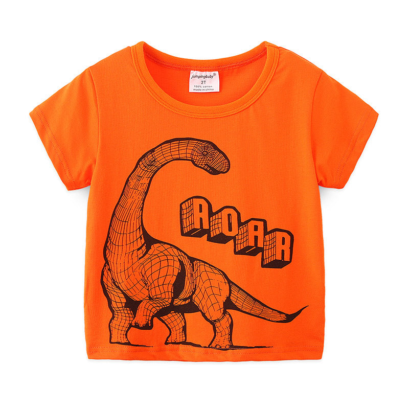 Camiseta Infantil de Algodón de Manga Corta y Cuello Redondo — 100% Algodón