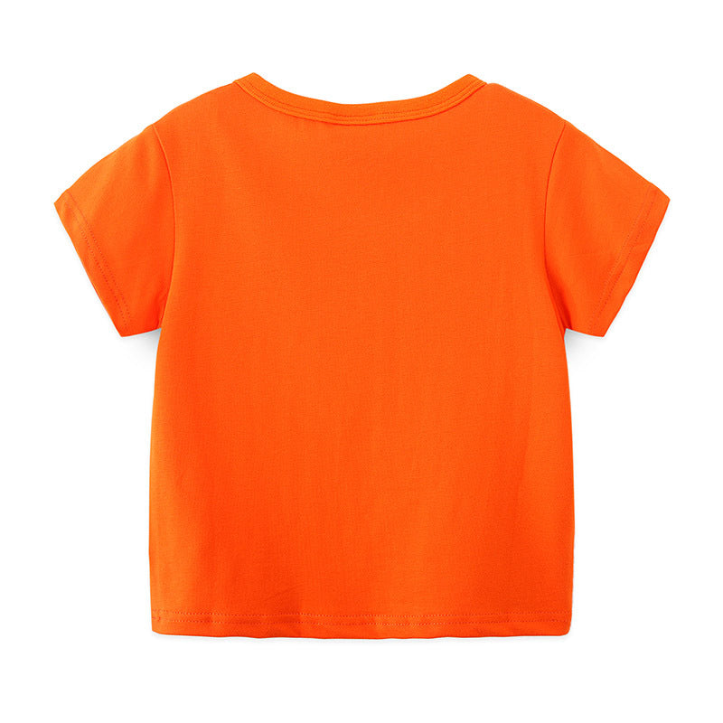 Camiseta Infantil de Algodón de Manga Corta y Cuello Redondo — 100% Algodón