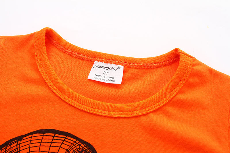 Camiseta Infantil de Algodón de Manga Corta y Cuello Redondo — 100% Algodón