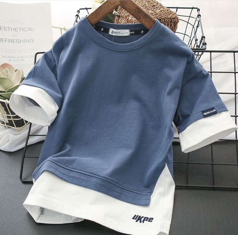 Camiseta Dos Piezas Falsa para Niños — Efecto Capas Verano