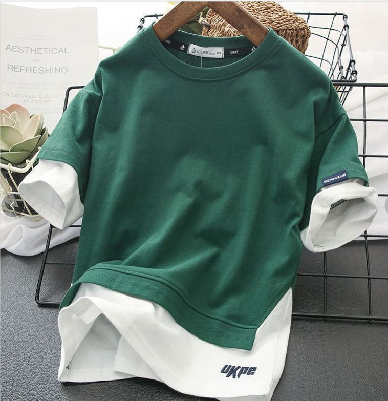 Camiseta Dos Piezas Falsa para Niños — Efecto Capas Verano