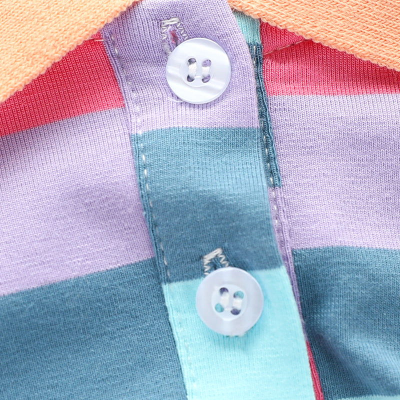 Vestido Estilo Polo a Rayas para Niñas — Algodón 95% Clase B
