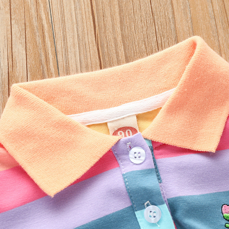 Vestido Estilo Polo a Rayas para Niñas — Algodón 95% Clase B