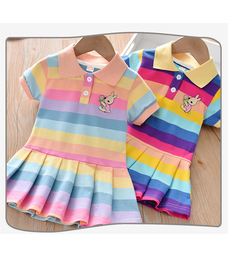 Vestido Estilo Polo a Rayas para Niñas — Algodón 95% Clase B