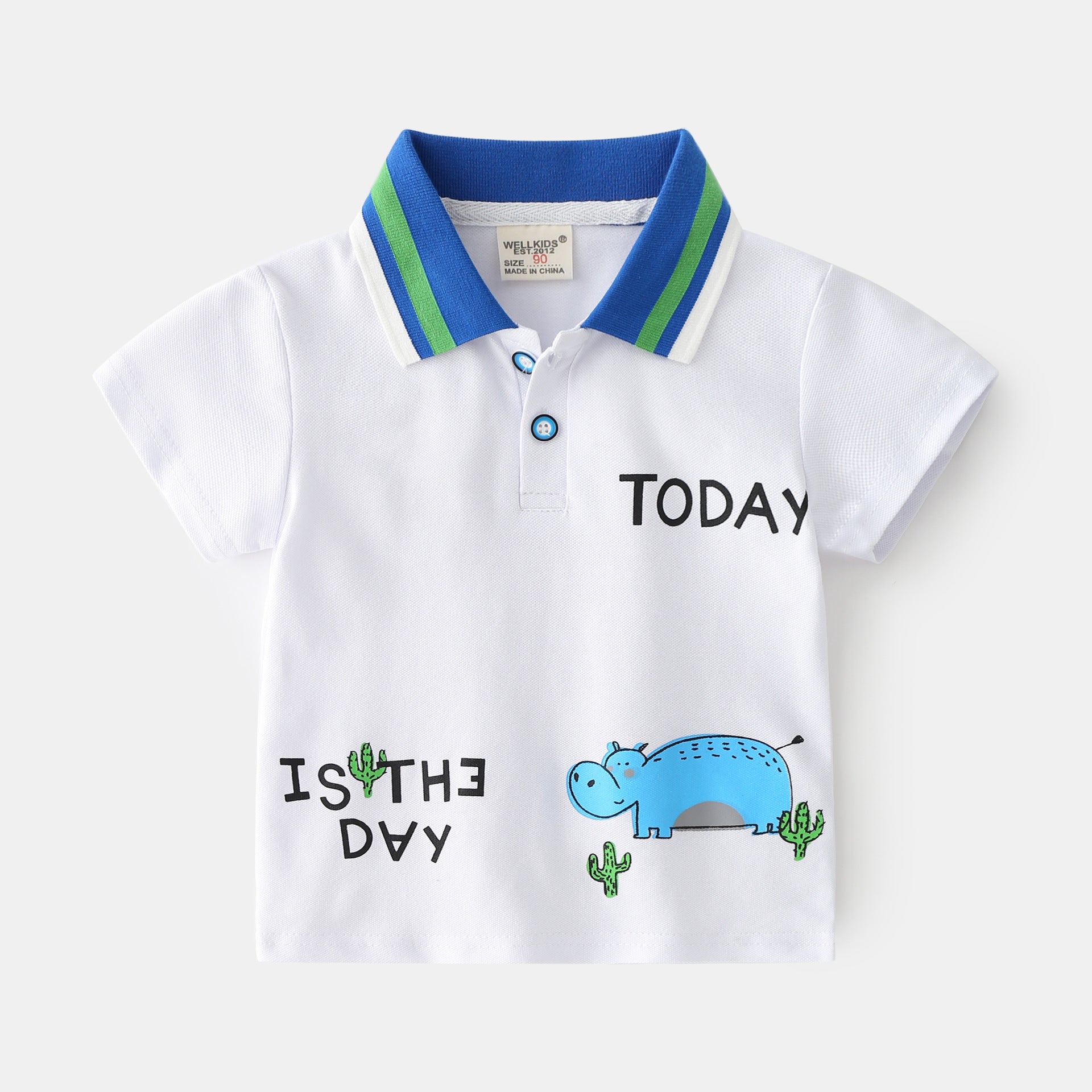 Camiseta tipo polo para niños,moderna, con solapa inferior