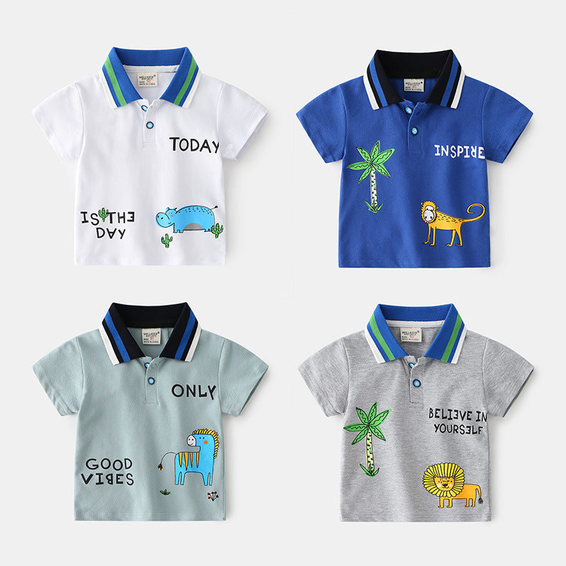 Camiseta tipo polo para niños,moderna, con solapa inferior