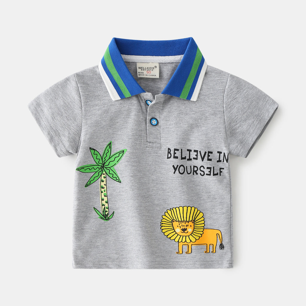 Camiseta tipo polo para niños,moderna, con solapa inferior