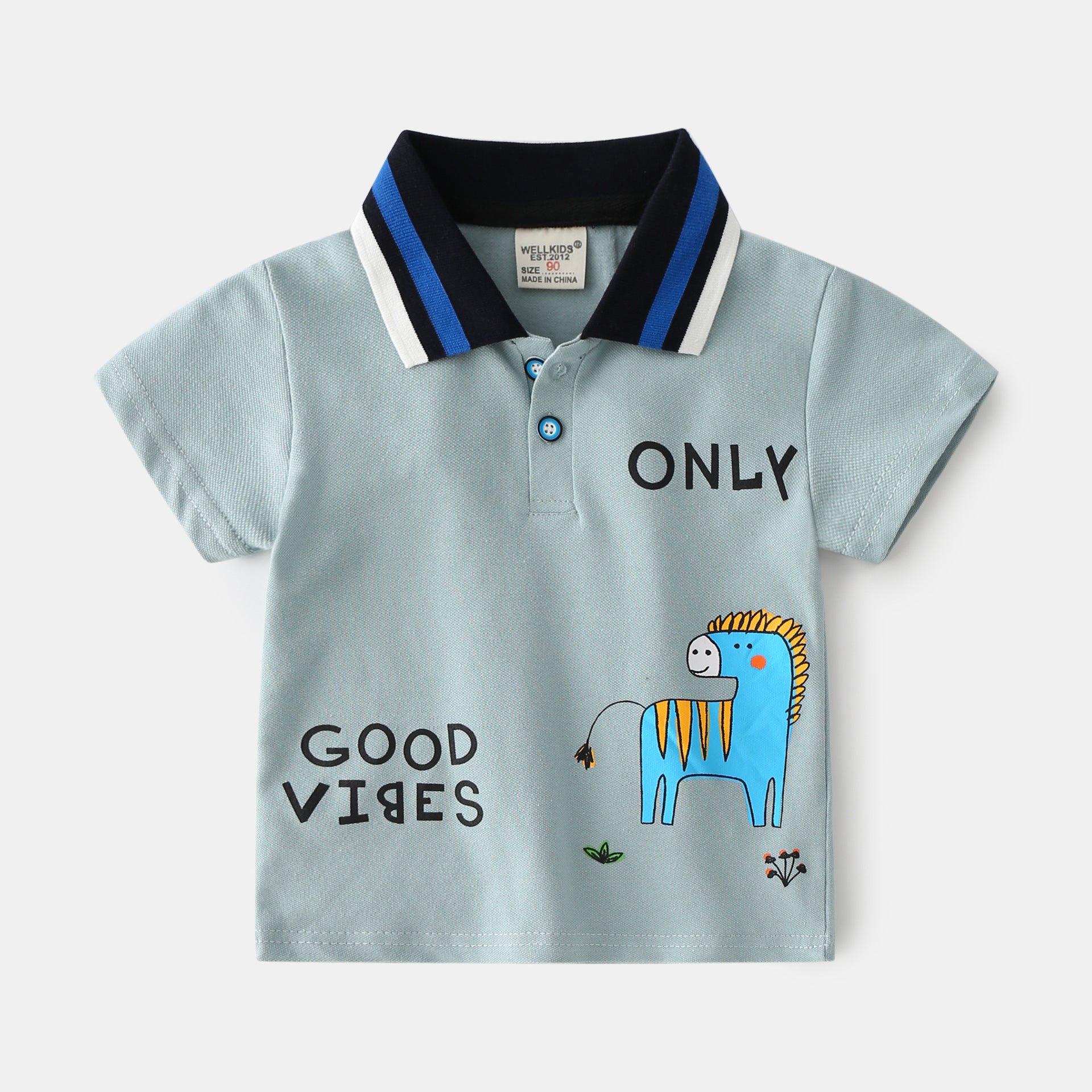 Camiseta tipo polo para niños,moderna, con solapa inferior