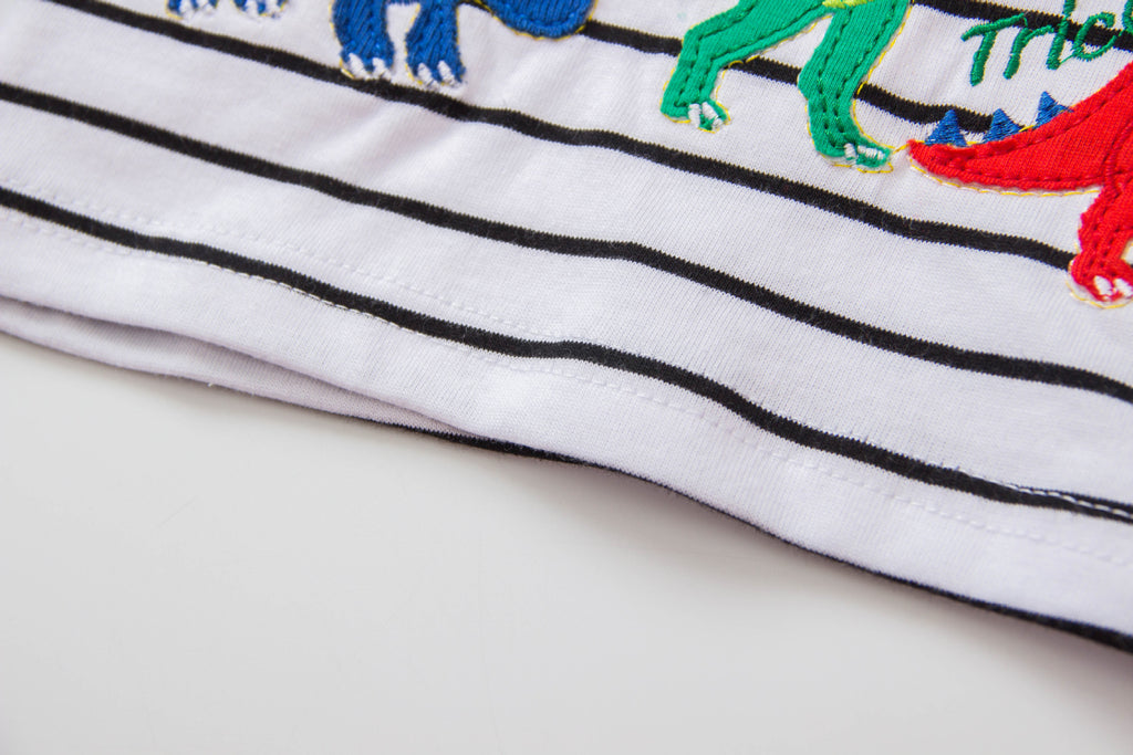 Camiseta Manga Corta Niño Estampado Dinosaurios a Rayas