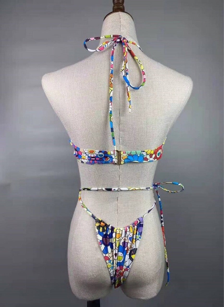 Bikini con estampado de girasol para mujer
