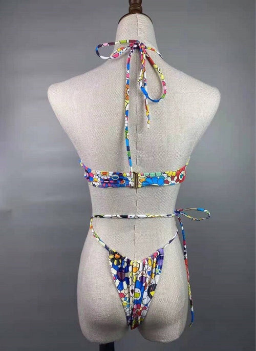 Bikini con estampado de girasol para mujer