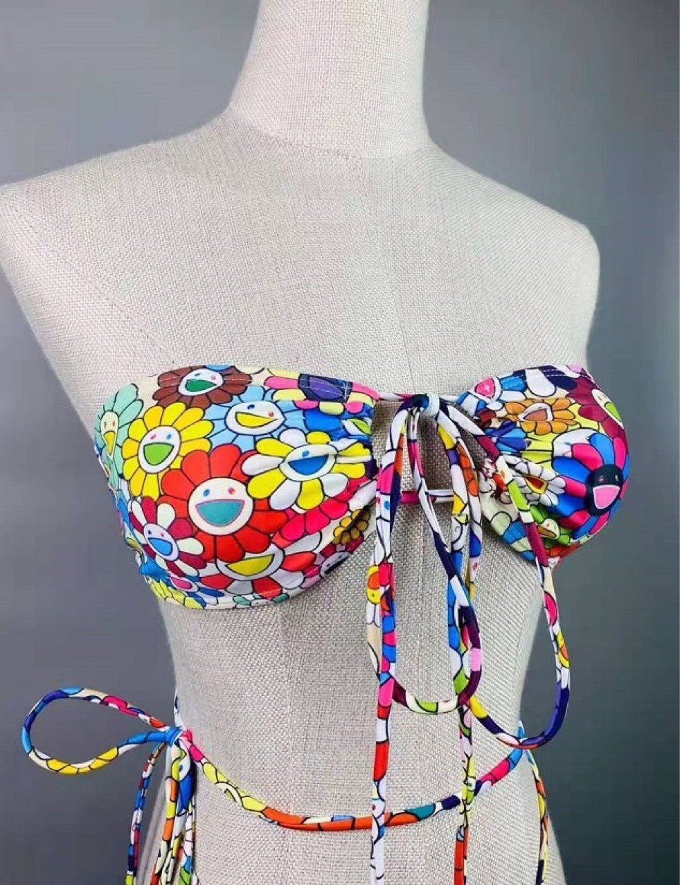 Bikini con estampado de girasol para mujer