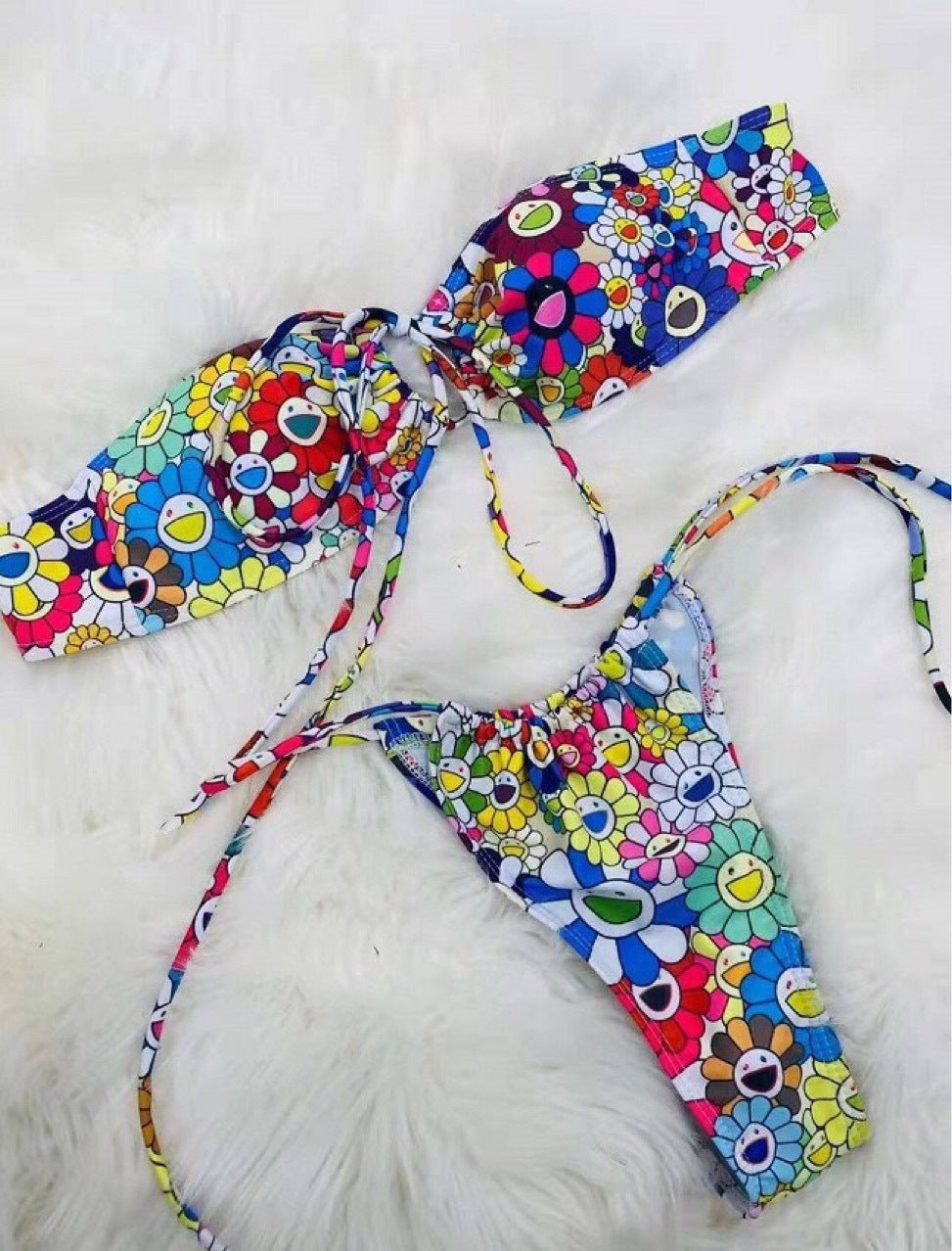 Bikini con estampado de girasol para mujer