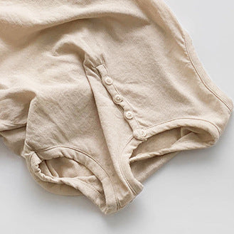 Camiseta Sin Mangas de Algodón con Botones y Cuello Redondo para Niños — Estilo Coreano