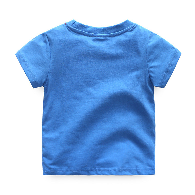 Camiseta Infantil Manga Corta Verano con Estampado de Tiburón