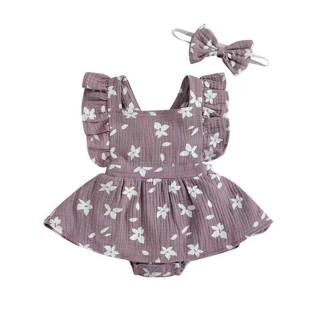 Pelele para Niña con Estampado y Lazo — Algodón Bebé