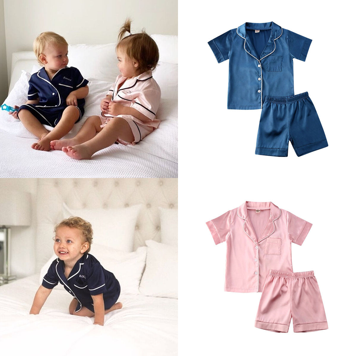 Pijama de Dos Piezas de Algodón de Manga Corta para Niños — Suave y Cómodo