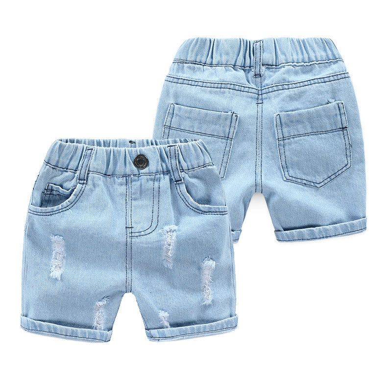 Pantalones Cortos Vaqueros Rotos para Niño — Denim Verano