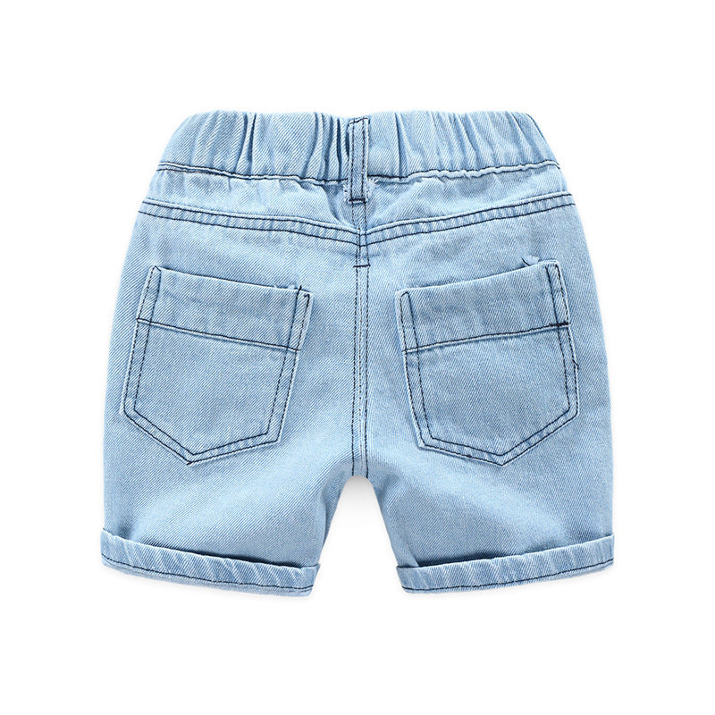 Pantalones Cortos Vaqueros Rotos para Niño — Denim Verano