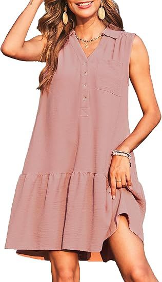 Vestido sin mangas con botones y escote en V para primavera y verano