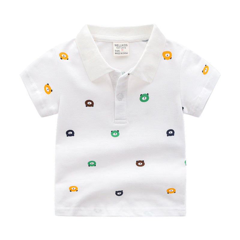 Polo Infantil de Manga Corta con Estampado de Dibujos Animados — Algodón